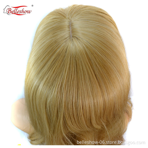 Hot sell long sloping hair curtain gold wavy wig  synthetic fiber hair wig for young women